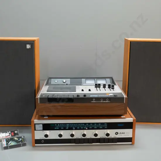 retro hifi setup - Leak 1800 receiver, Akai GXC-46 cassette deck and pair of KEF Cantor speakers - going