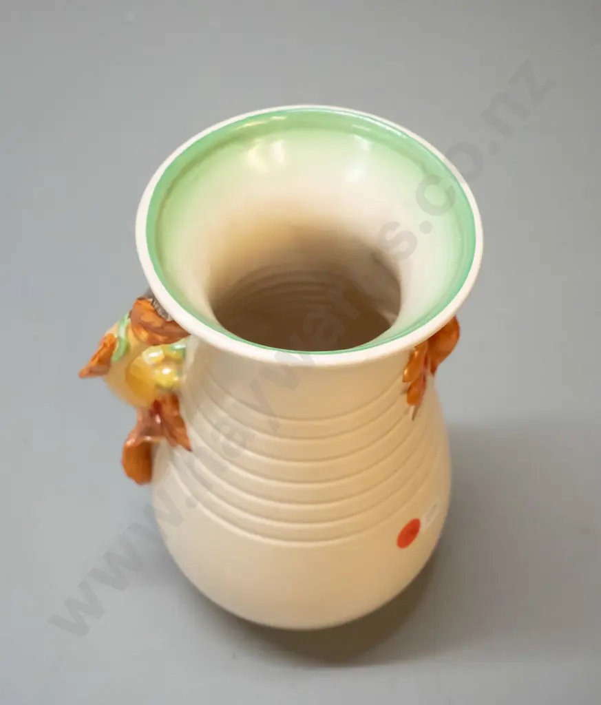 Clarice Cliff Newport Pottery vase with floral handle H-230 Image 1++