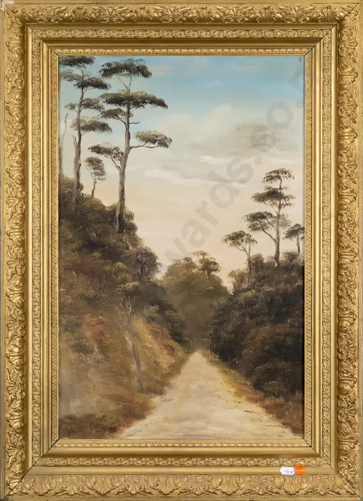 unsigned framed oil - country lane H-450 W-290 Image 1++