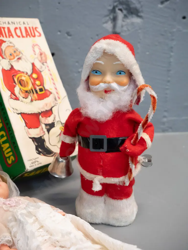 3 retro mechanical toys in original boxes and a small plastic bridal doll H-210. Santa Claus not working, Image 1++