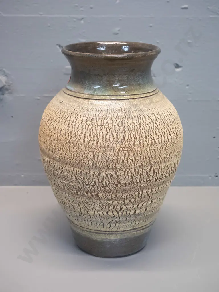 John Kalb New Zealand studio pottery crackle over metallic glaze large vase H-280 D-200 Image 1++