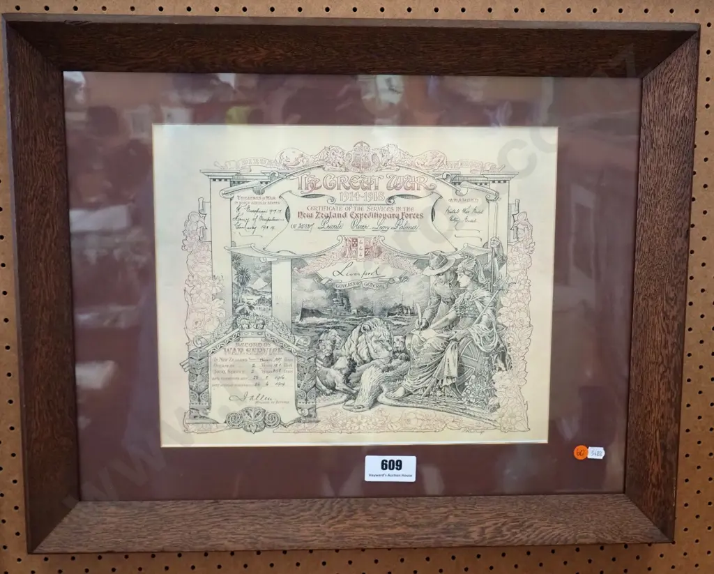 framed New Zealand Expeditionary Services certificate H-290 W-360 Image 1++