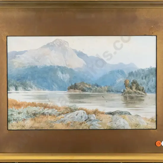 LW Wilson - framed watercolour - Ben A'an Loch Katrine Scotland H-240 W-380 (foxing)