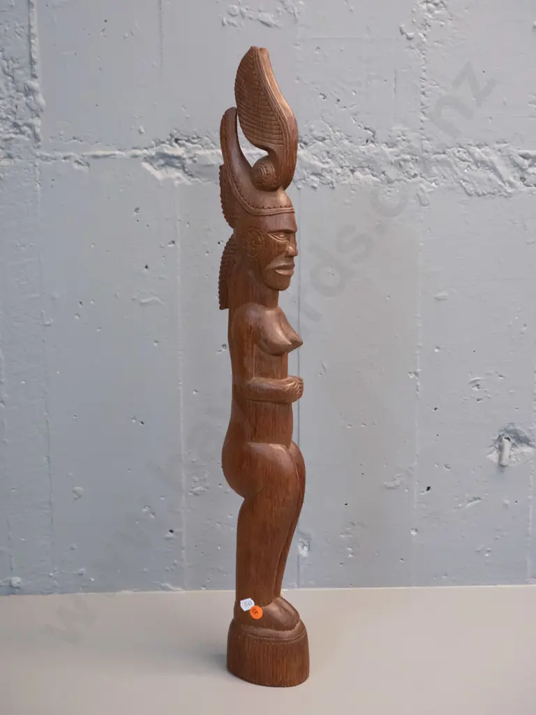tribal style carved hardwood statue - label on base "Made in Papua New Guinea" H-650 Image 1++