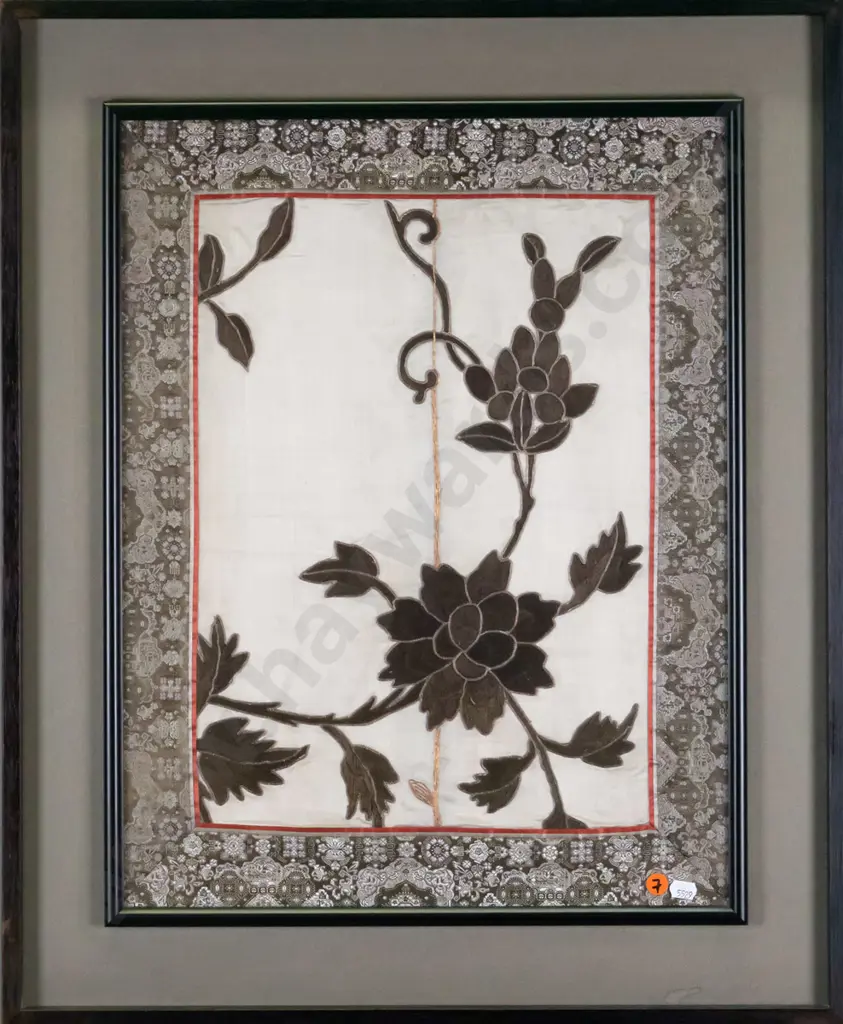 framed needlework on silk H-520 W-400 Image 1++