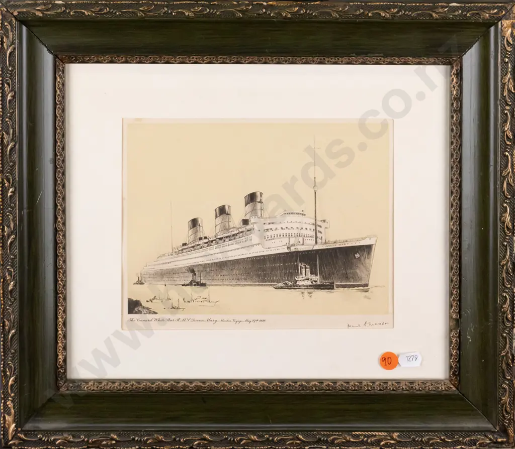 framed print - The Cunard White Star, Queen Mary - maiden voyage 1936 H-160 W-190 Image 1++