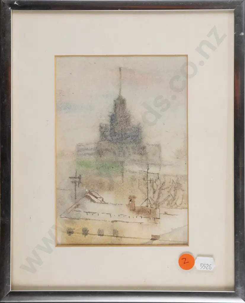 framed watercolour - buildings H-160 W-110 Image 1++