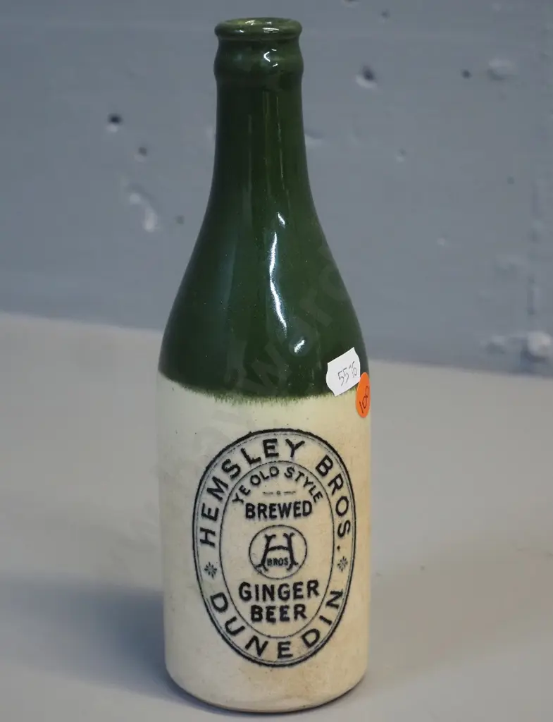 salt glazed bottle - Hemsley Bros. Dunedin Ye Olde Style Brewed Ginger Beer H-220 Image 1++