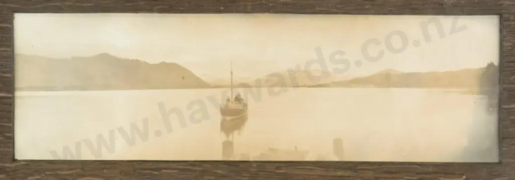 2x framed vintage photographs - lake scenes Each H-85 W-285  (aging) Image 1++