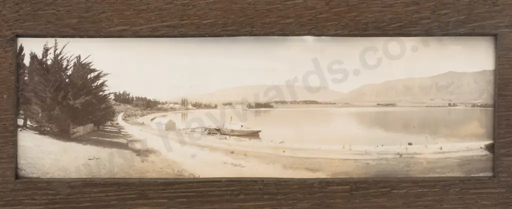 2x framed vintage photographs - lake scenes Each H-85 W-285  (aging) Image 1++
