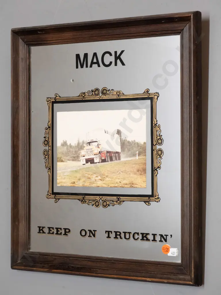 framed Mack advertising mirror H-350 W-290 (slight de-silvering) Image 1++