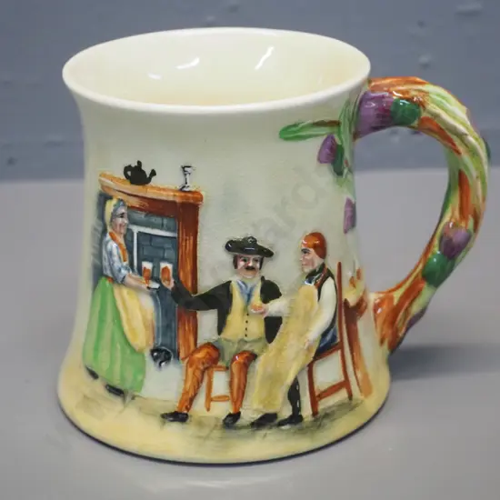 Crown Devon musical mug - music box working, plays Auld Lang Syne H-12 W-145