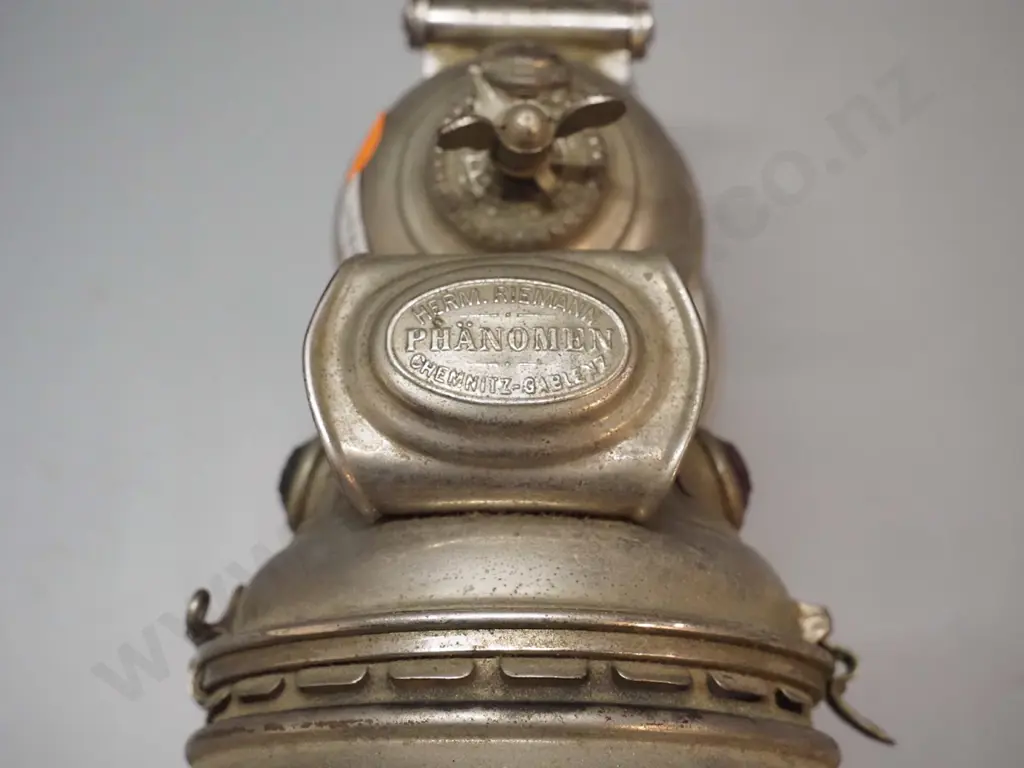 vintage "Phanomen" carbide bicycle lamp w/chrome finish - marked H. Riemann / Chemnitz-Gablenz Image 1++