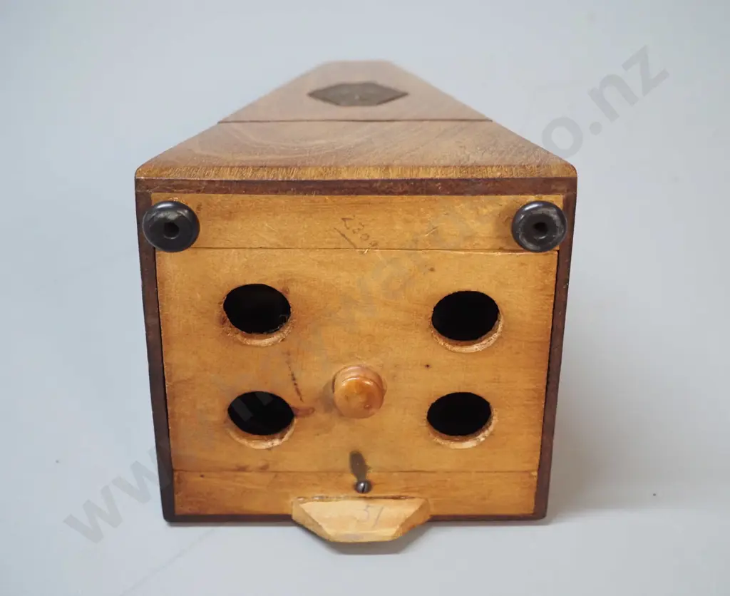 vintage wood-cased Maelzel metronome with chime mechanism - timing is out, some marks to case H-220 110 x 110 Image 1++