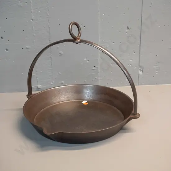 vintage cast iron  skillet with hanging handle - stamped A Kenrick & Sons 10 inch H-300 D-345