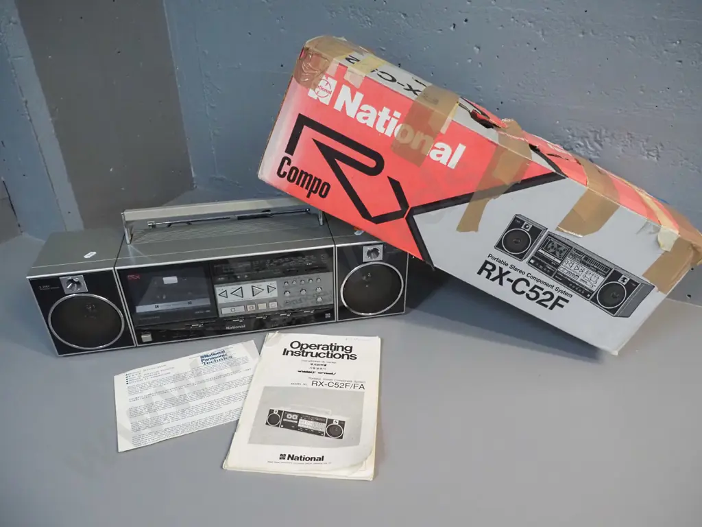 retro National RX-C52F / FA portable stereo with detachable speakers - w/original box and manual Image 1++