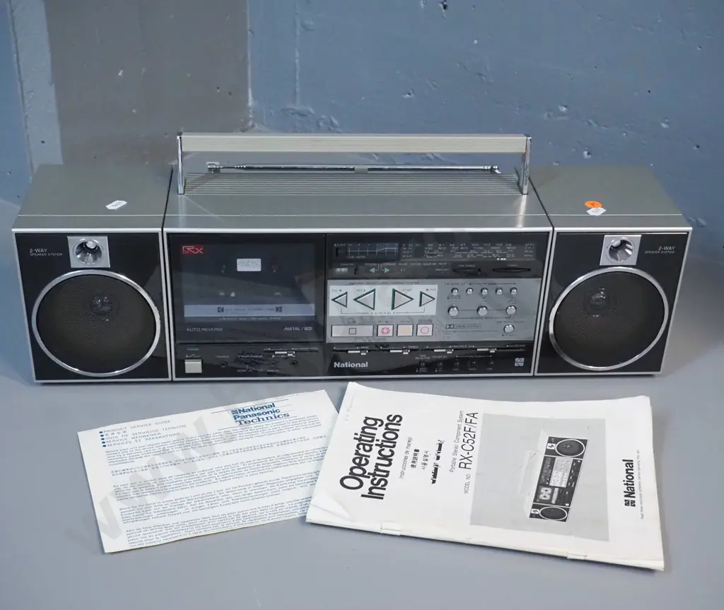 retro National RX-C52F / FA portable stereo with detachable speakers - w/original box and manual Image 1++