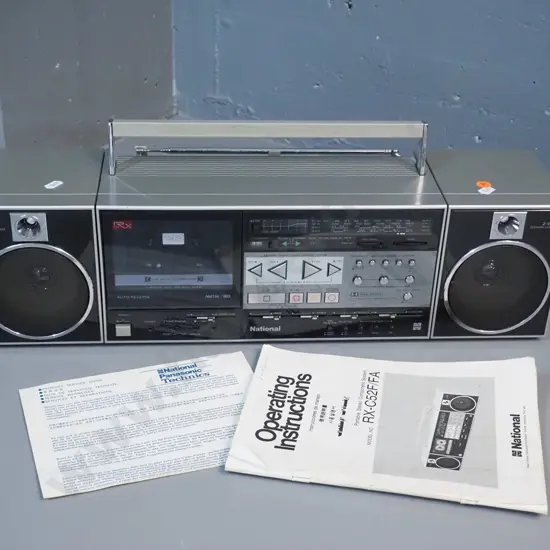 retro National RX-C52F / FA portable stereo with detachable speakers - w/original box and manual