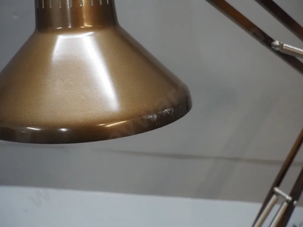 Superlux anglepoise lamp - copper colour finish, with cream plastic base - some finish wear on shade. H520 as Image 1++