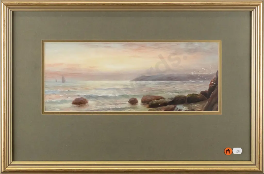 framed oil - coastal scene H-130 W-330 Image 1++