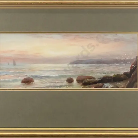 framed oil - coastal scene H-130 W-330