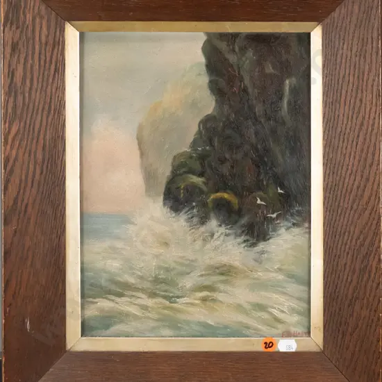 Eva Harris - framed oil - coastal scene H-290 W-220
