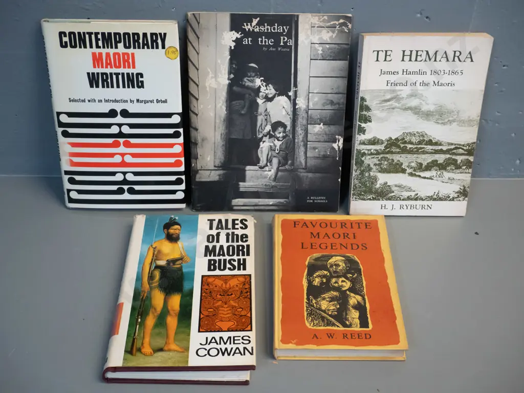 5 Maori themed books including AW Reed, Ans Westra's Wash day at the Pa School Journal (damage to cover) etc. Image 1++