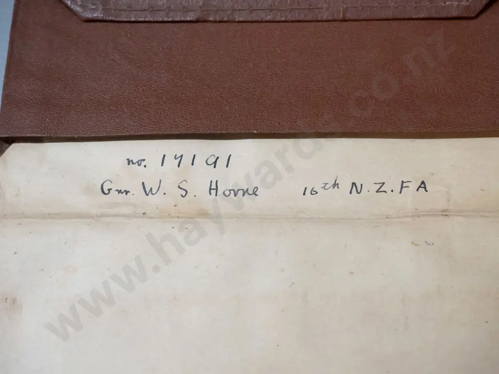 1914 leather covered military Field Service pocket book, belonged to W. S. Horne, NZFA Image 1++