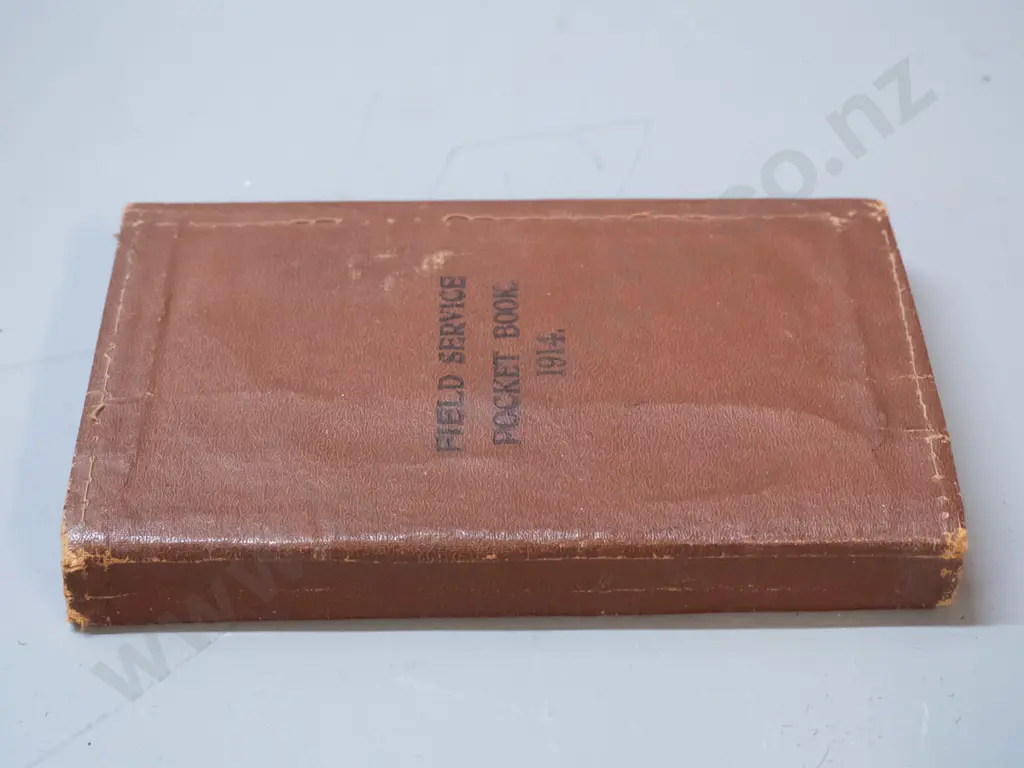 1914 leather covered military Field Service pocket book, belonged to W. S. Horne, NZFA Image 1++