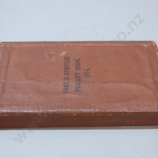 1914 leather covered military Field Service pocket book, belonged to W. S. Horne, NZFA