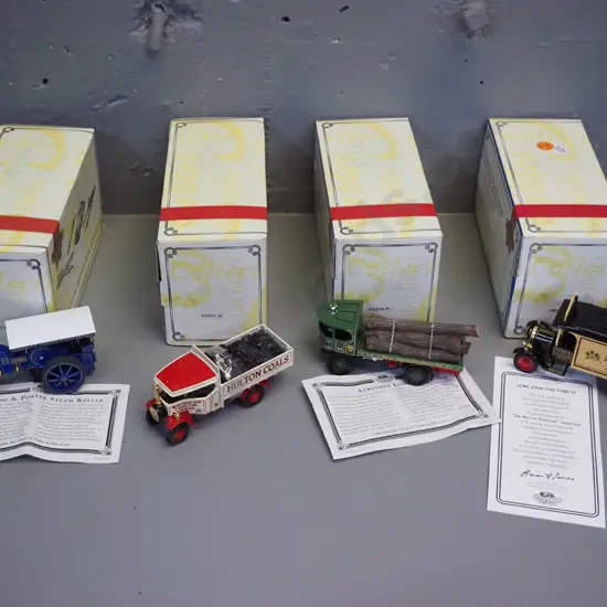 4 Matchbox Collectibles die-cast vehicles w/original boxes - 2 delivery trucks, delivery van, traction engine