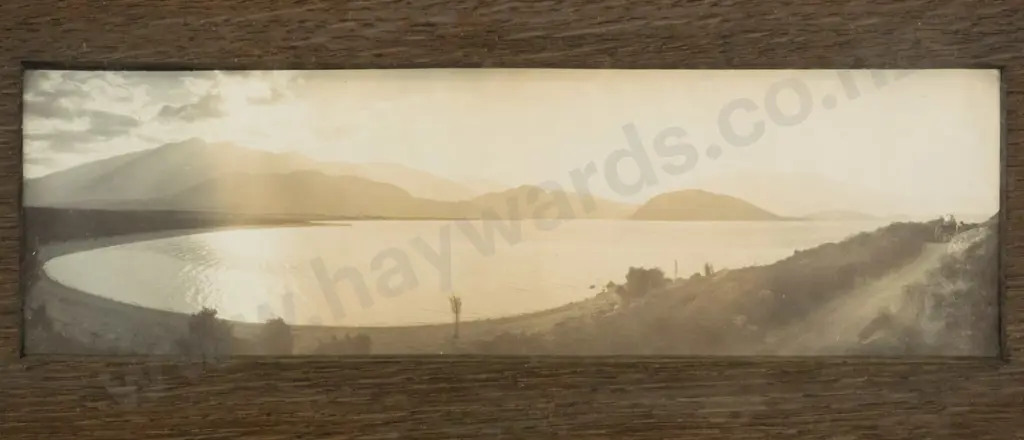 2x framed vintage photographs - lake scenes Each H-85 W-285  (aging) Image 1++