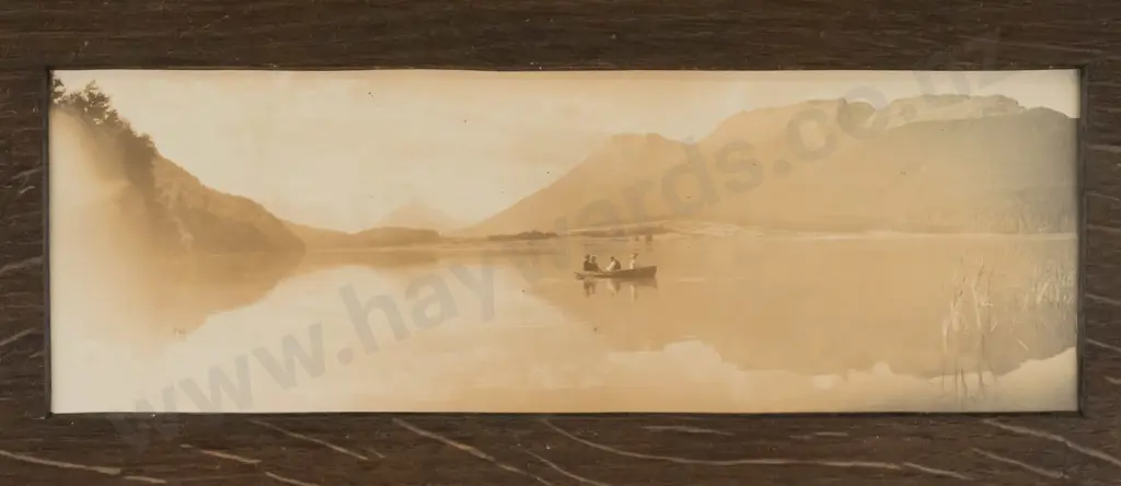 2x framed vintage photographs - lake scenes Each H-85 W-285  (aging) Image 1++