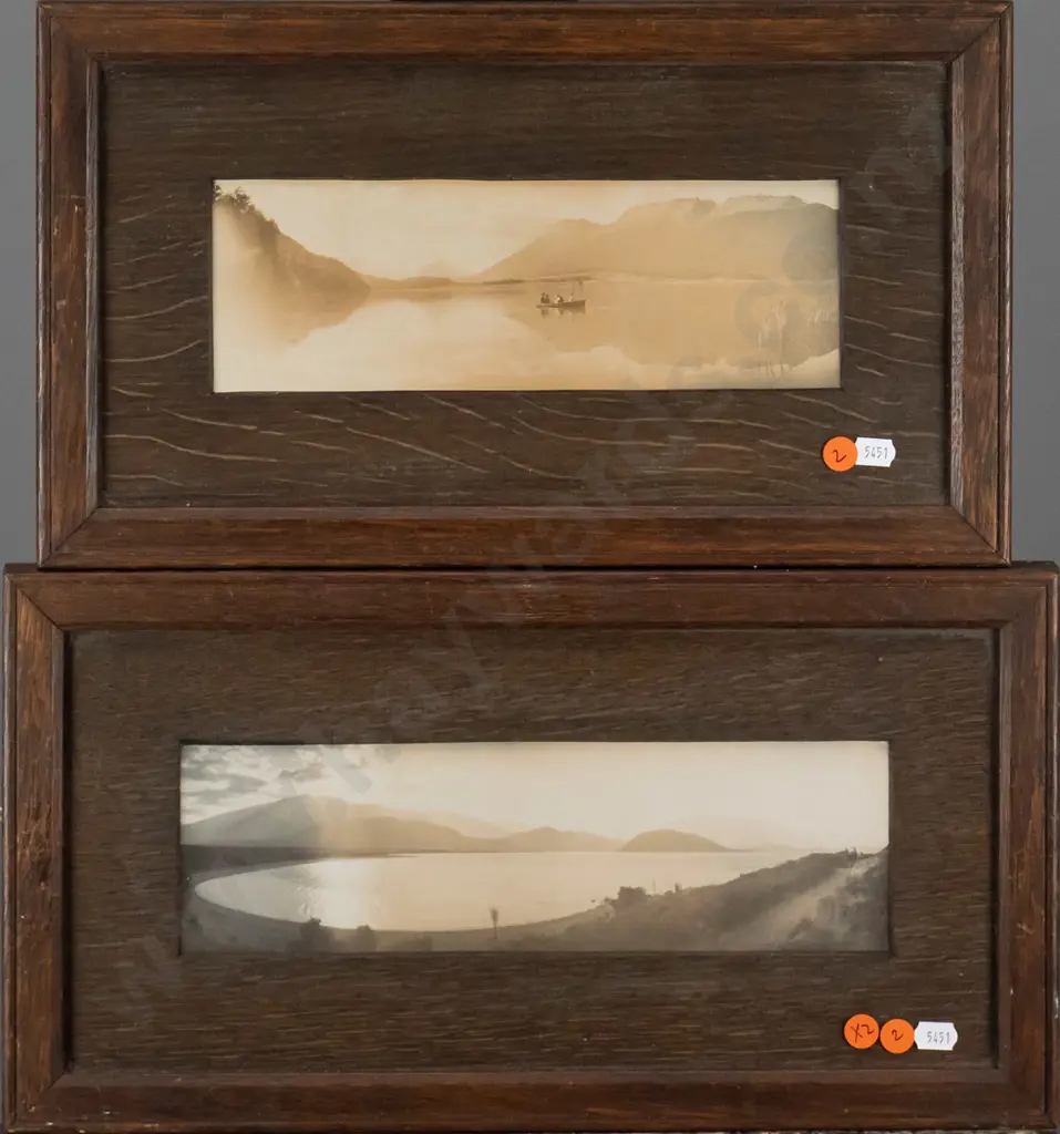 2x framed vintage photographs - lake scenes Each H-85 W-285  (aging) Image 1++