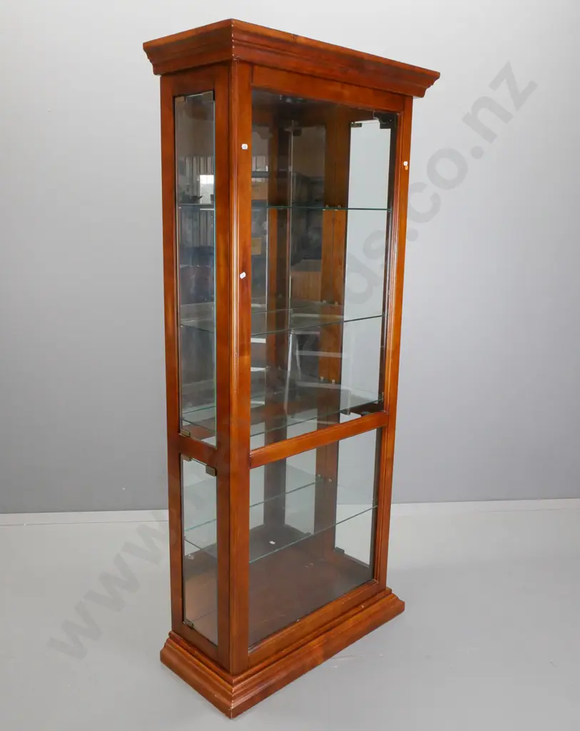 Danske-Mobler kauri illuminated display cabinet with 4 adjustable glass shelves, mirror back & glazed sides H1810 W810 Image 1++