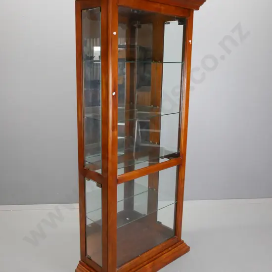 Danske-Mobler kauri illuminated display cabinet with 4 adjustable glass shelves, mirror back & glazed sides H1810 W810