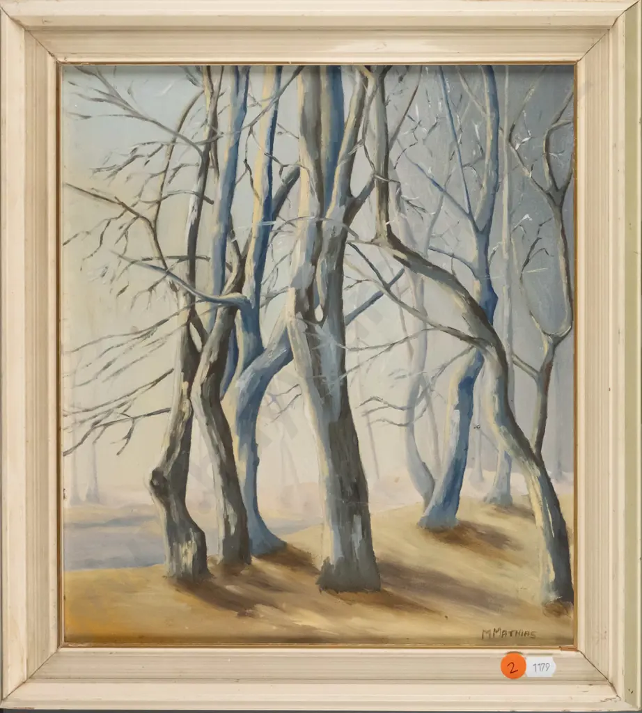 M Mathias - framed oil - trees H-320 W-280 Image 1++