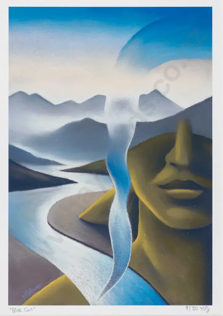 MG - framed ltd edition print "Blue Curl" H-280 W-190 Image 1++