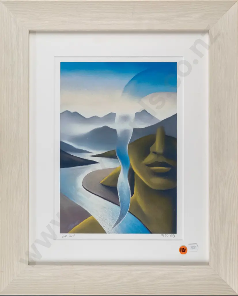 MG - framed ltd edition print "Blue Curl" H-280 W-190 Image 1++