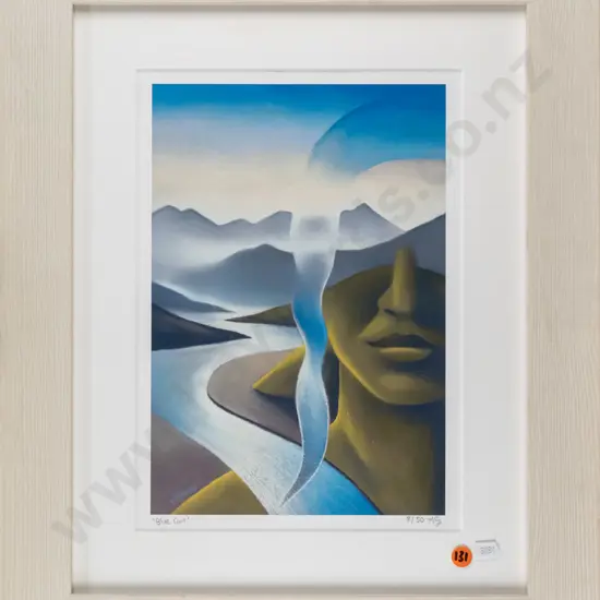 MG - framed ltd edition print "Blue Curl" H-280 W-190