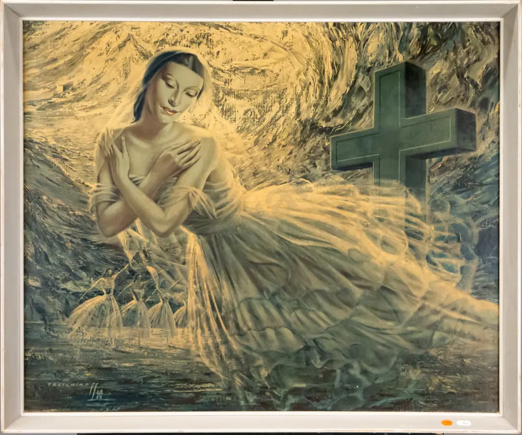 framed Tretchikoff print - Alicia Markova (fading, frame needs attention) H-470 W-580 Image 1++