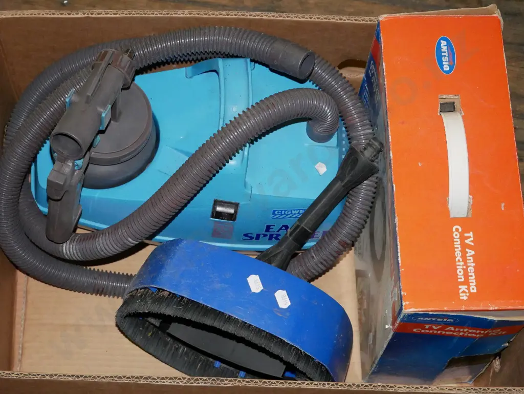 box; paint sprayer, TV antennae connection kit, power washer desk attachment Image 1++
