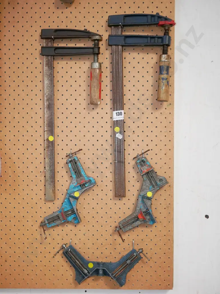 2x F clamps, 3x picture framing clamps - yellow dots Image 1++