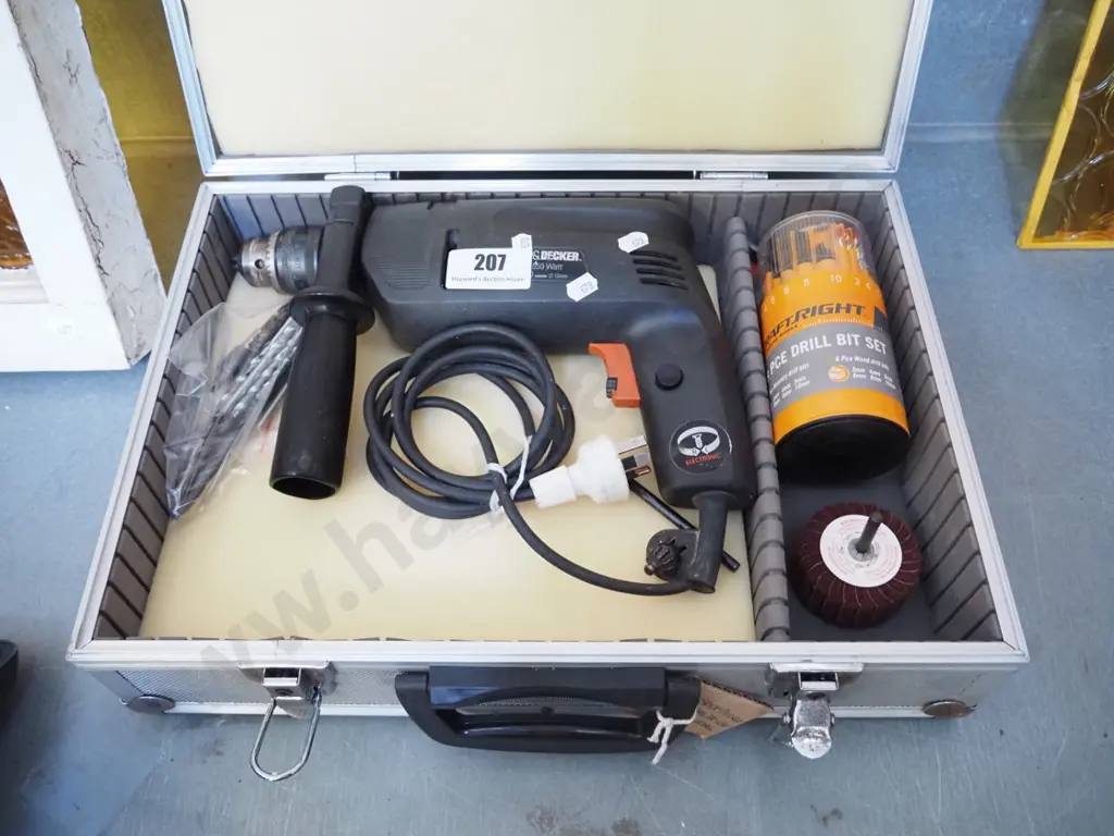 Black & Decker corded drill in equipment case Image 1++