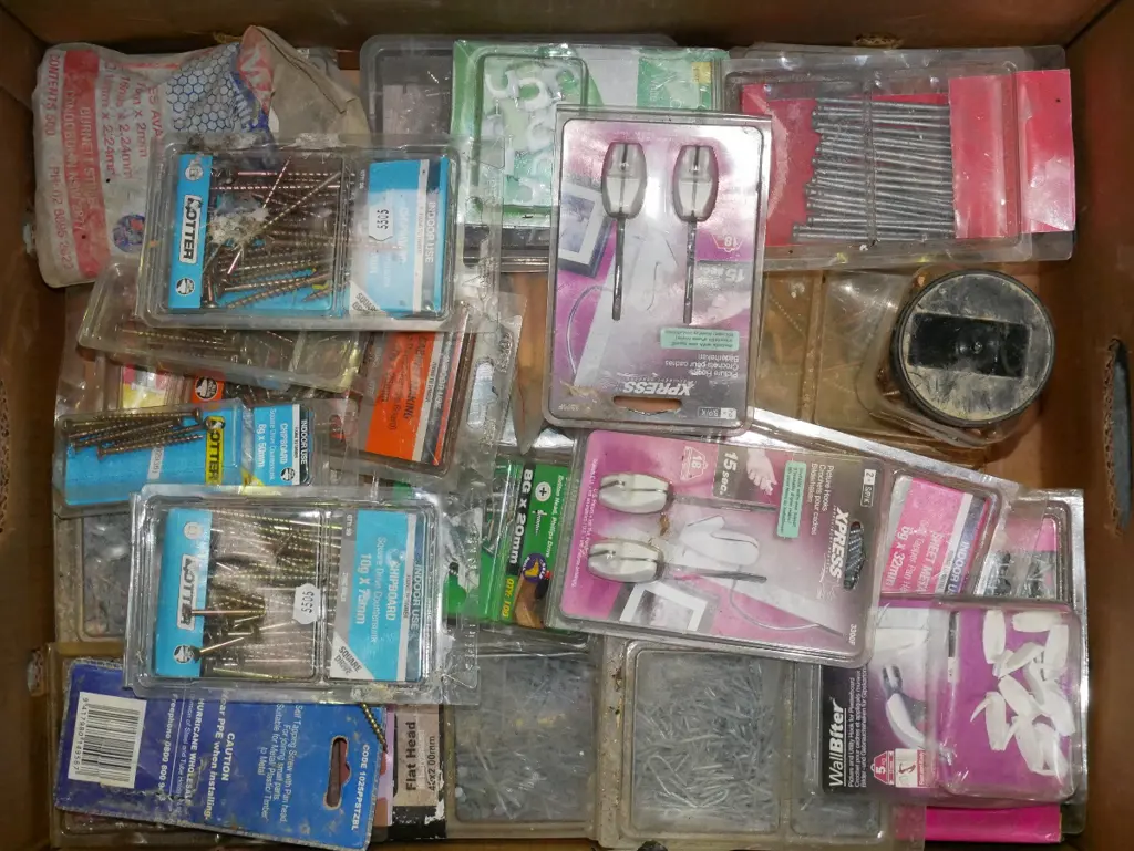 box of fasteners, screws, nails etc Image 1++