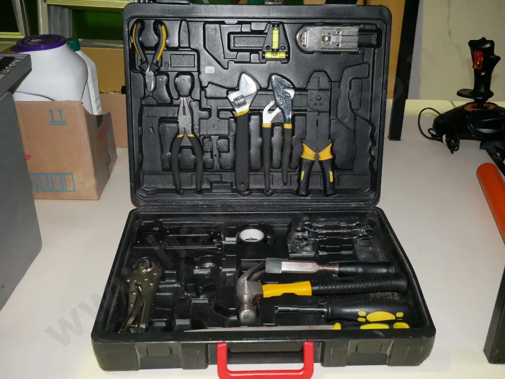 cased plastic tool box - missing some items Image 1++