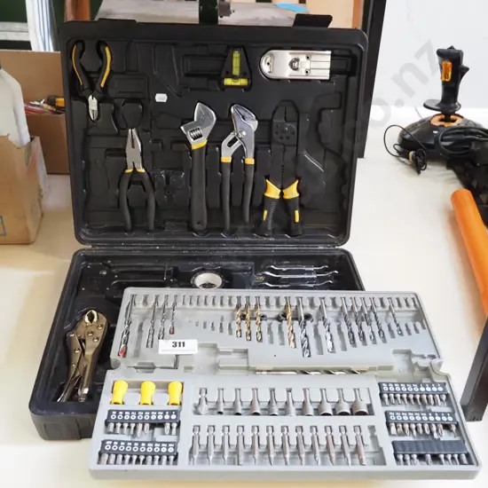 cased plastic tool box - missing some items