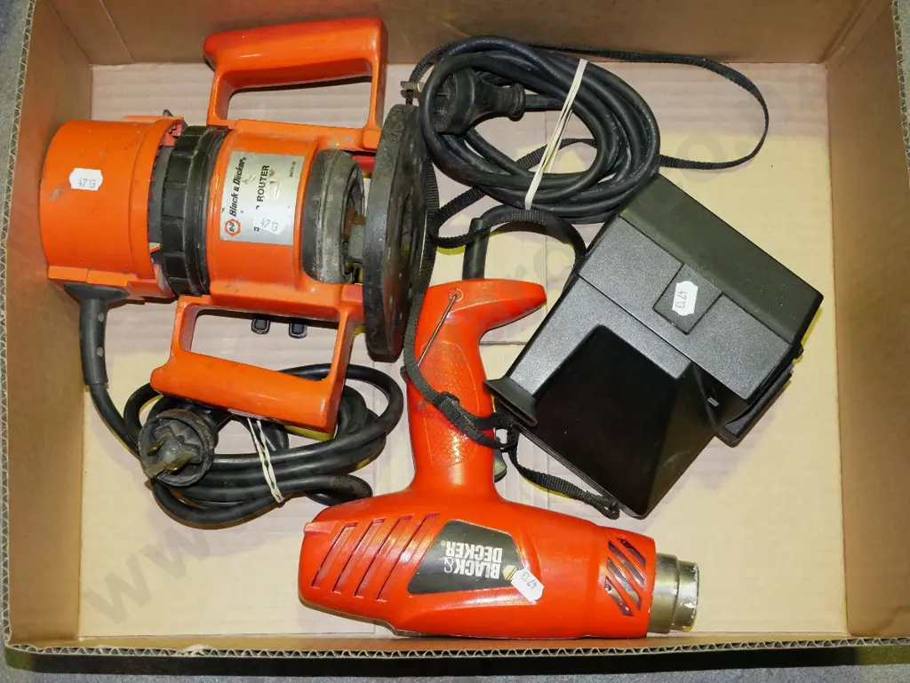 box; heat gun, plunge router, polaroid land camera Image 1++
