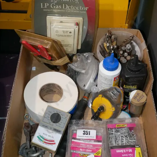 box; nails, screws, chalk lines etc