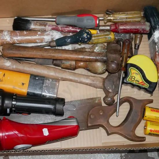 box; torches, screwdrivers etc
